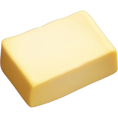 Realistic stick of Butter on a metallic lavender plate. emoji