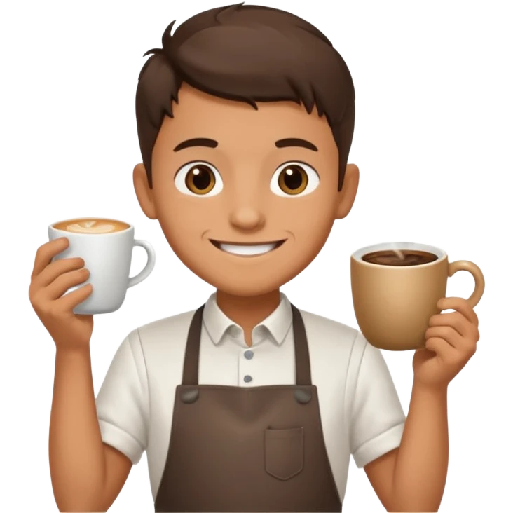 barista boy with apron and steaming coffee emoji