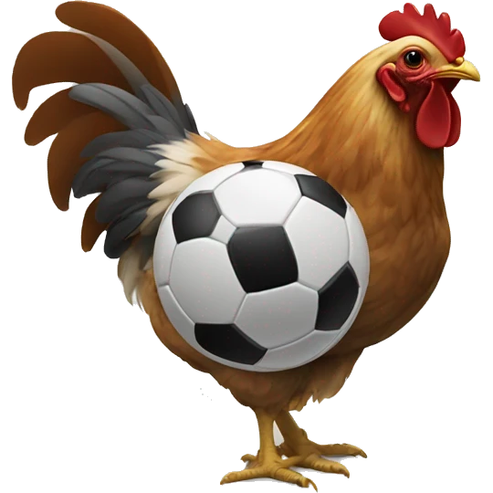 a hen playing football emoji