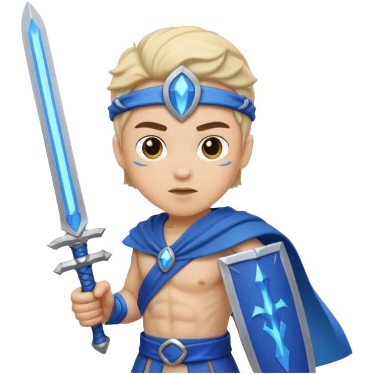 Humano con espadas azules emoji