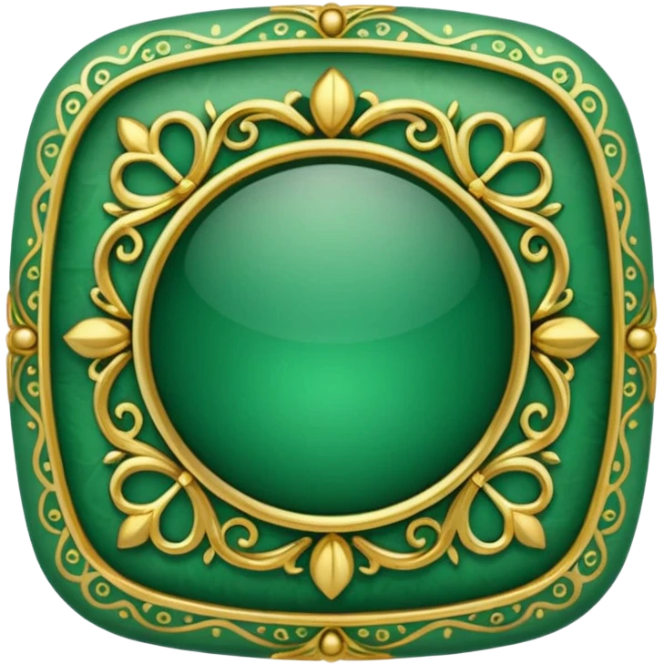Jade and gold filigree style rounded square icon button emoji