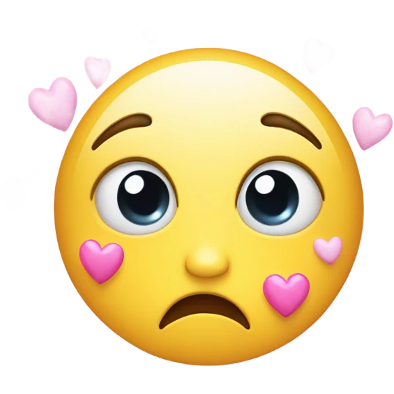 a cute emoji crying with some pino hearts emoji