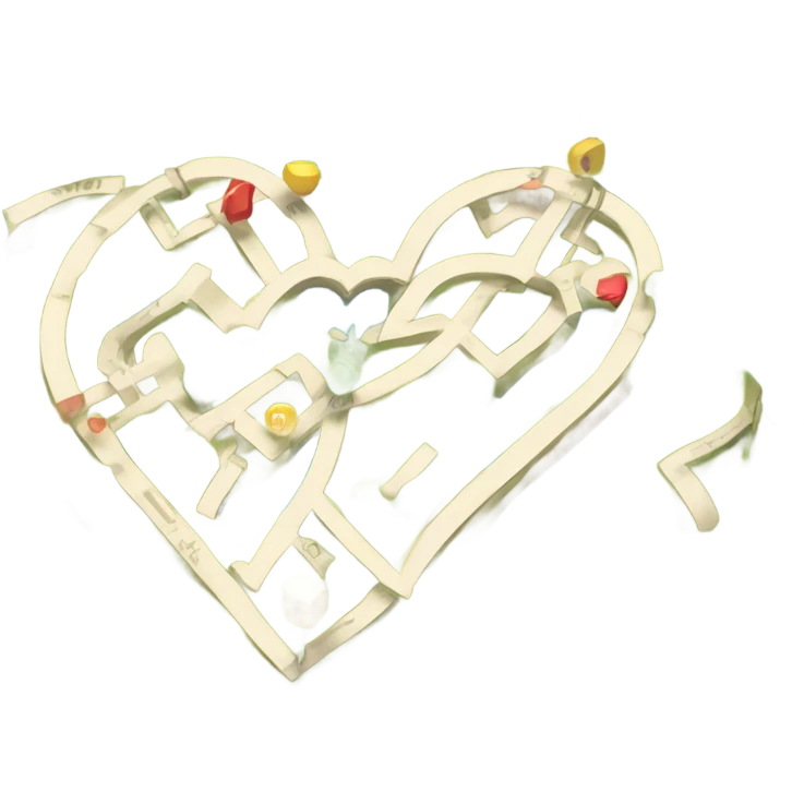 Map to my heart with music notes along the way and the letters CH emoji
