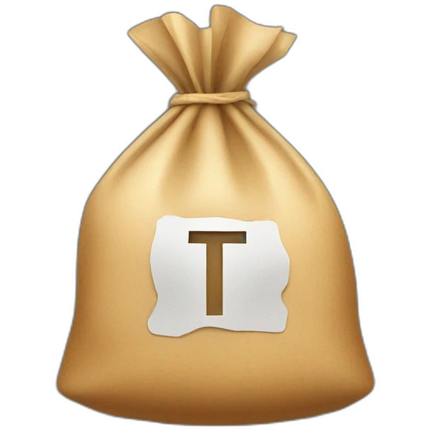 Money bag with letter T in the center of the bag emoji