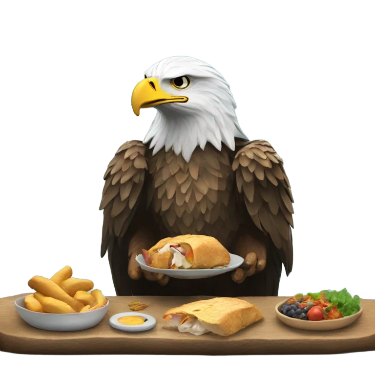 Eagle eating lunch on a river emoji