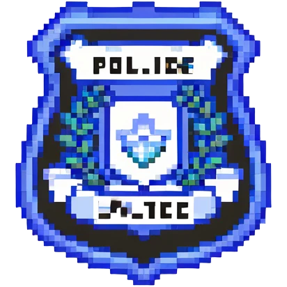 Blue and white police-style badge with MODERATOR text emoji