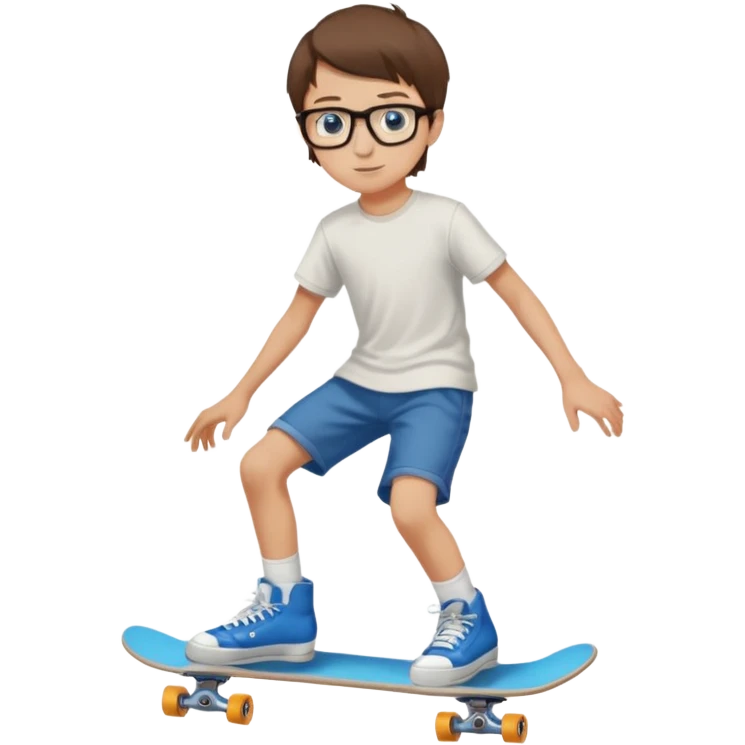 adolescent garçon taille moyenne corpulence maigre cheveux chatain court yeux bleus lunettes photo de pieds style skater emoji