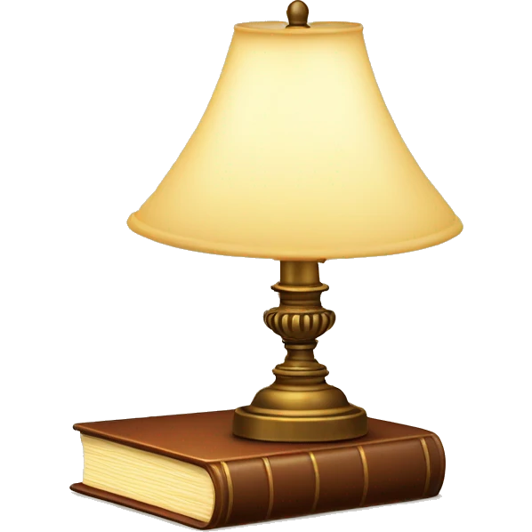 vintage lamp with open book emoji