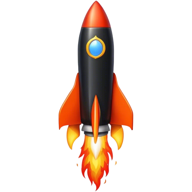 fine black rocket with fire color france emoji