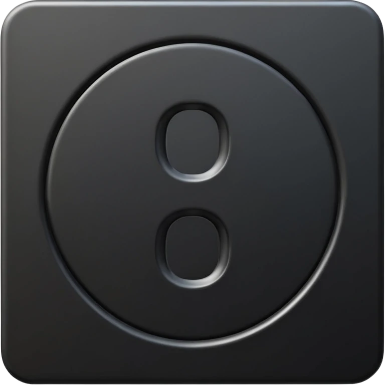 Minimal emoji, number 8 made of solid matte black metal, thick symmetrical form, subtle metal texture, deep shadows, no glow, no neon, flat emoji design, centered, transparent background emoji