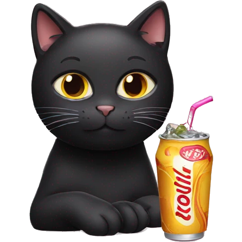 Black Cat drinking soda emoji