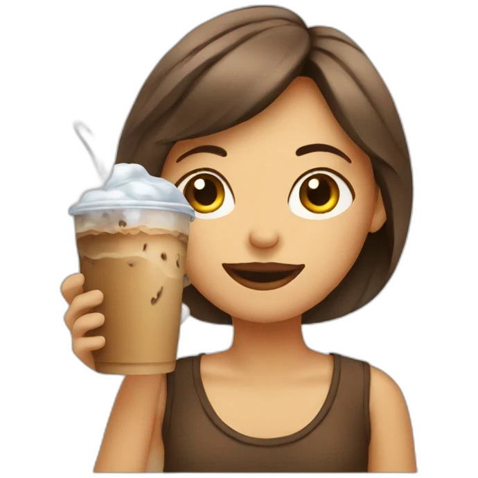 iced coffee girl thinking emoji