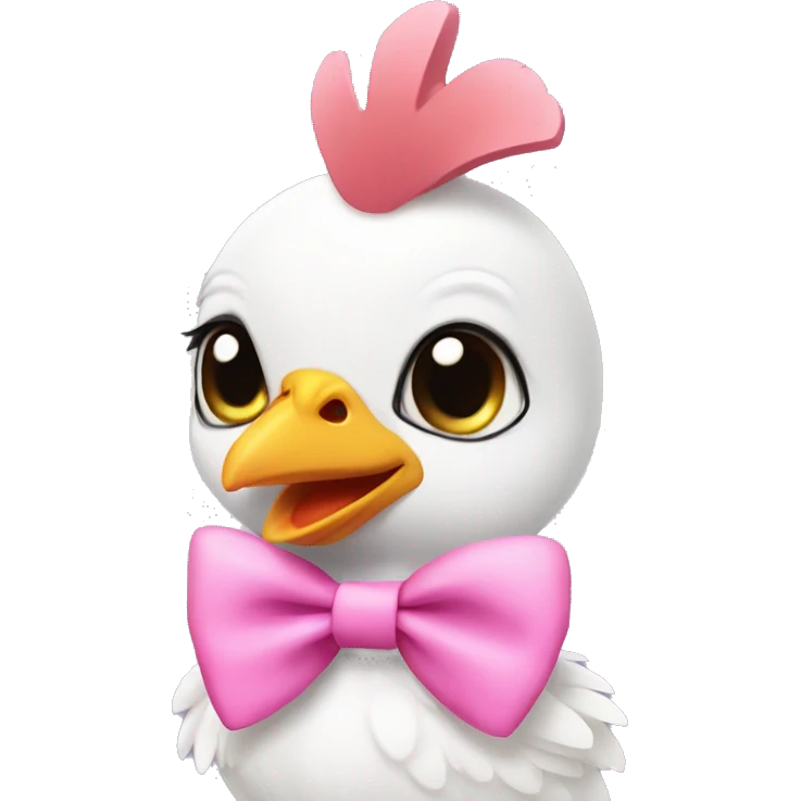 Baby doctor chicken with pink bow on the head  emoji