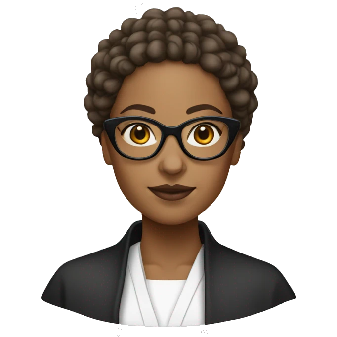 Female nun with medium skin tone and curly hair wearing spike Lee glasses emoji