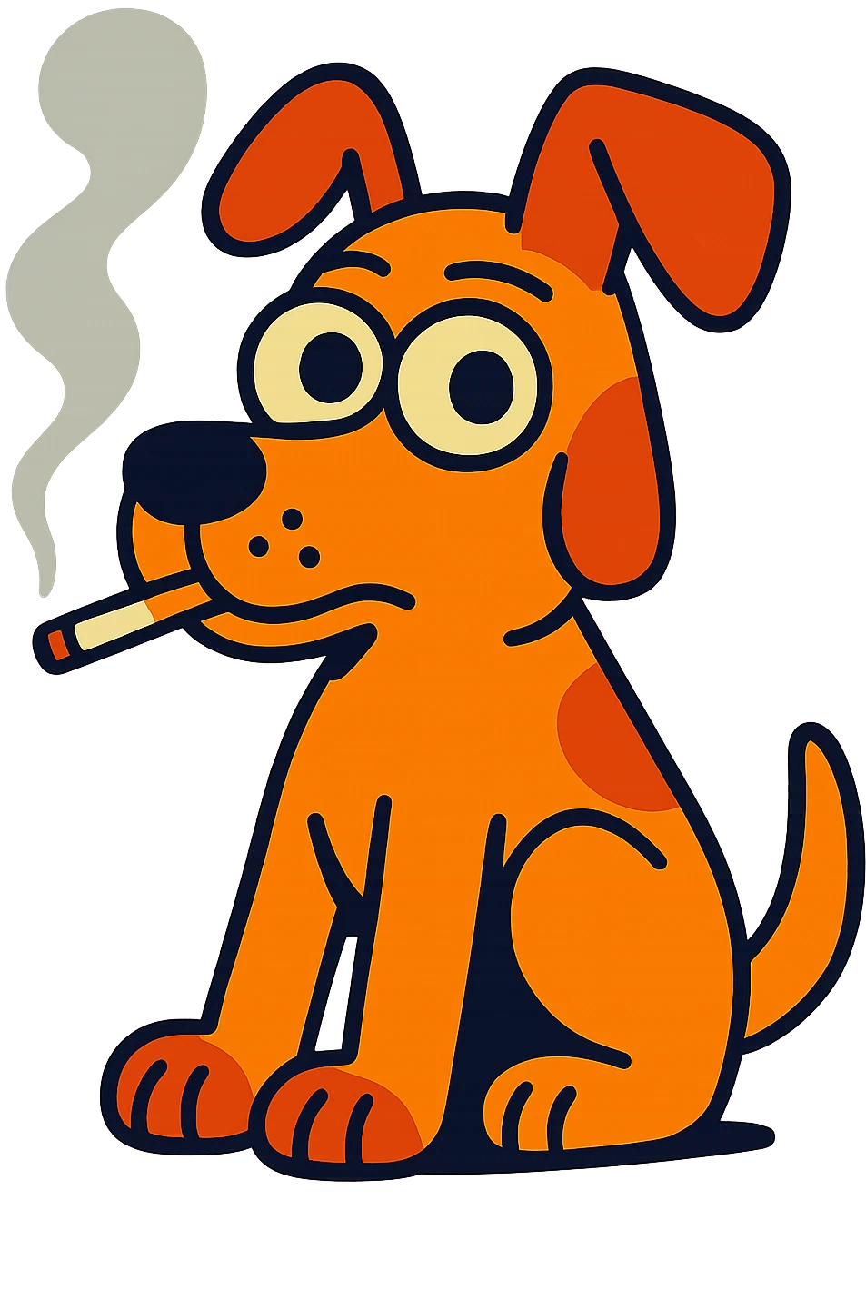 un chien avec une cigarette, style cartoon vibrant emoji