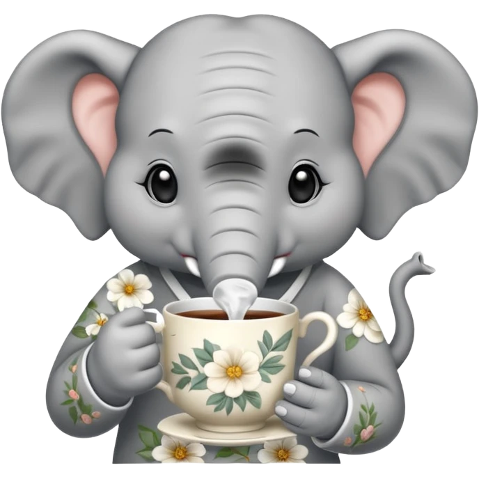 elephant with tea cup emoji
