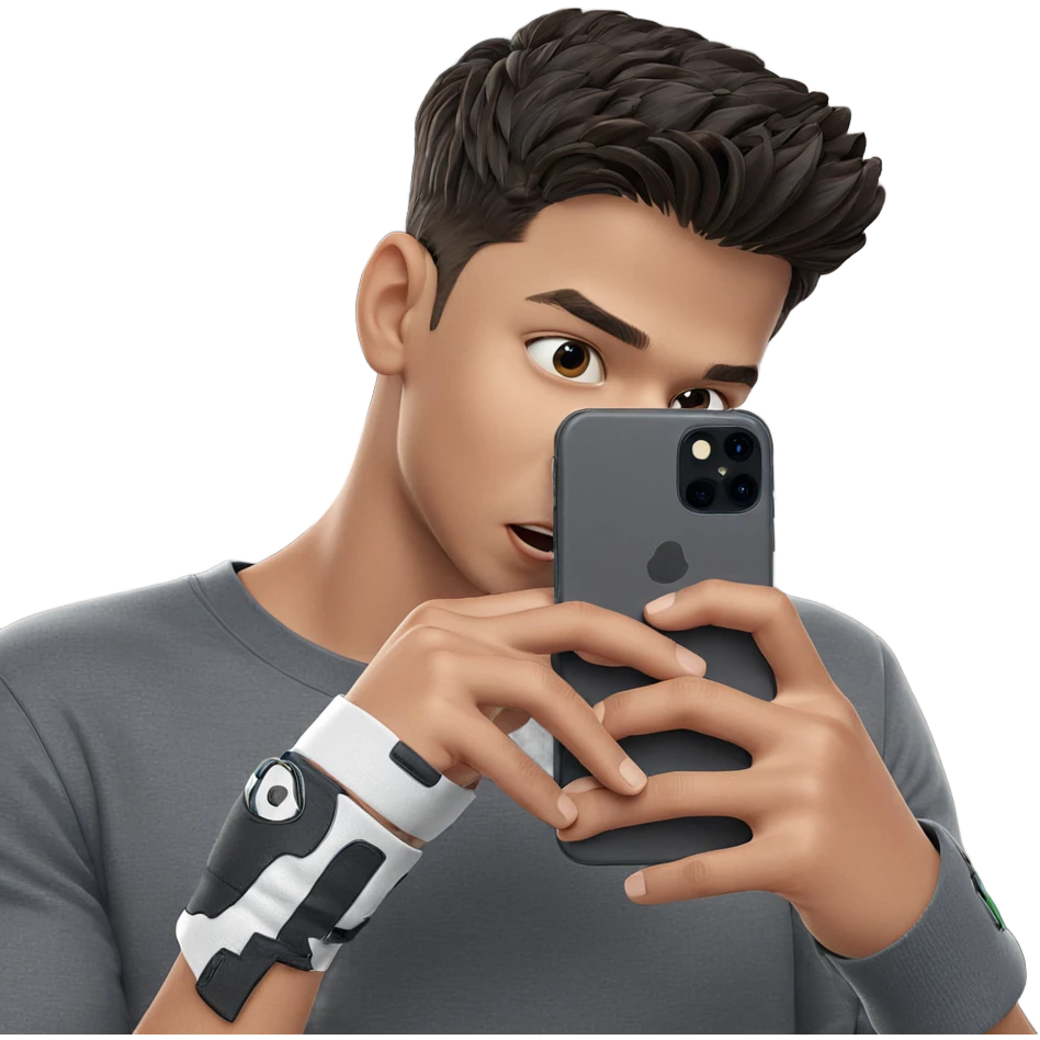 boy with smartphone in hand emoji