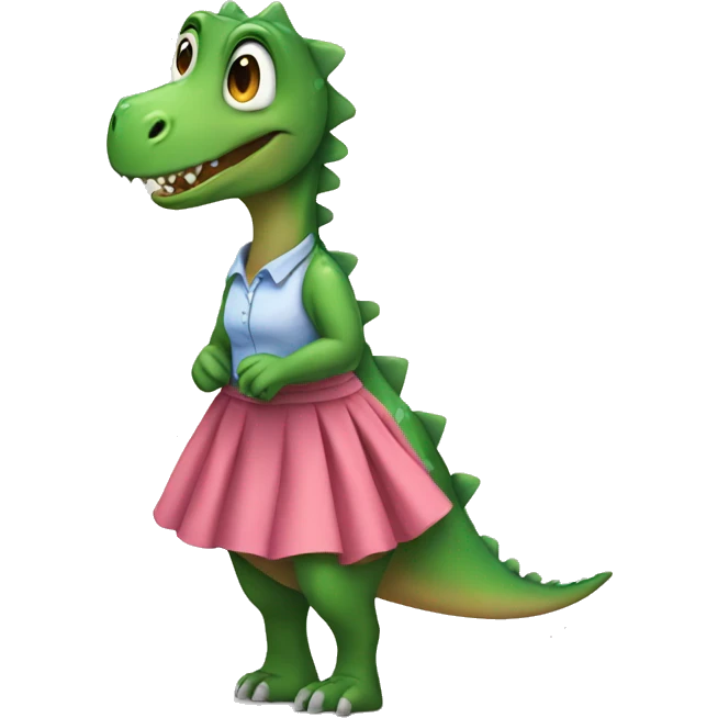Dinosaur wearing a skirt emoji
