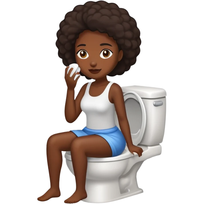 Dark-skinned woman using the toilet emoji
