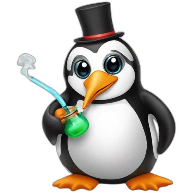 Penguin with hookah emoji