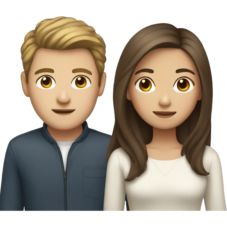 brown haired asian girl with straight hair and brown haired white guy with wavy hair emoji
