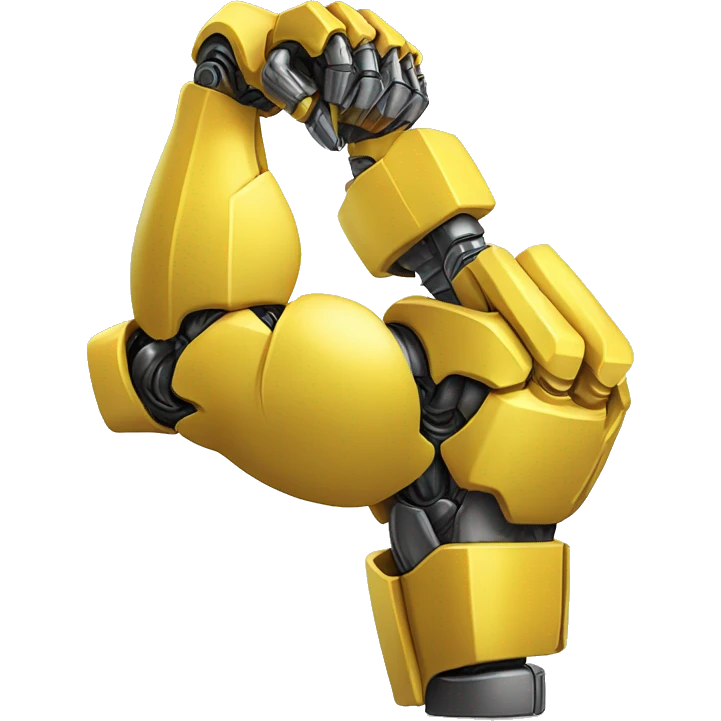 Yellow mechanical cyborg bicep that’s flexing emoji