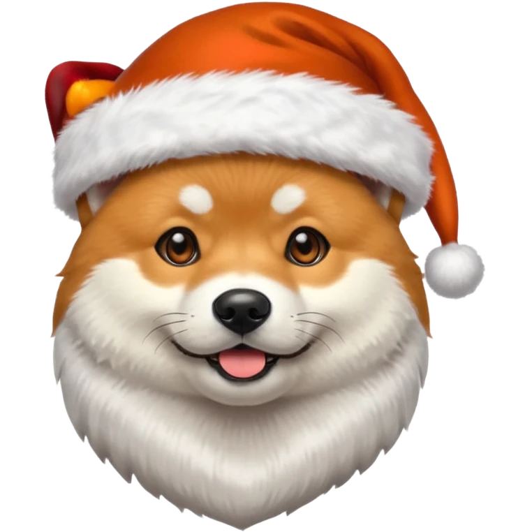 shiba inu wearing santa hat with grey beard like santa emoji