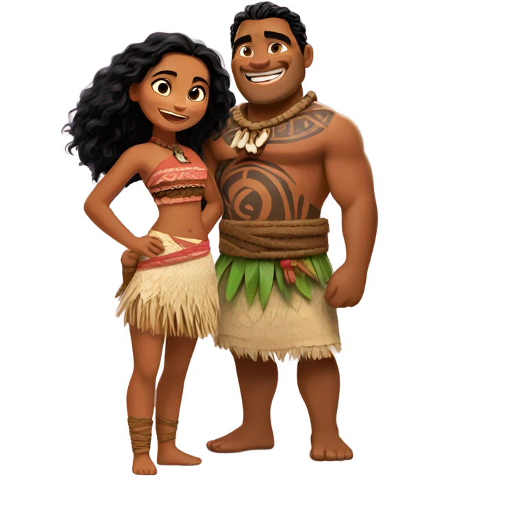 Moana with Maui emoji