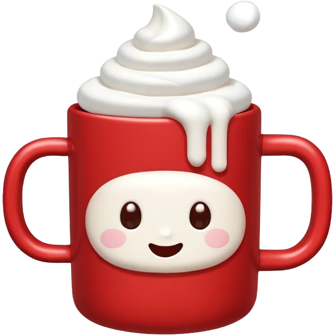 red mug of hot chocolate with marshmallows emoji