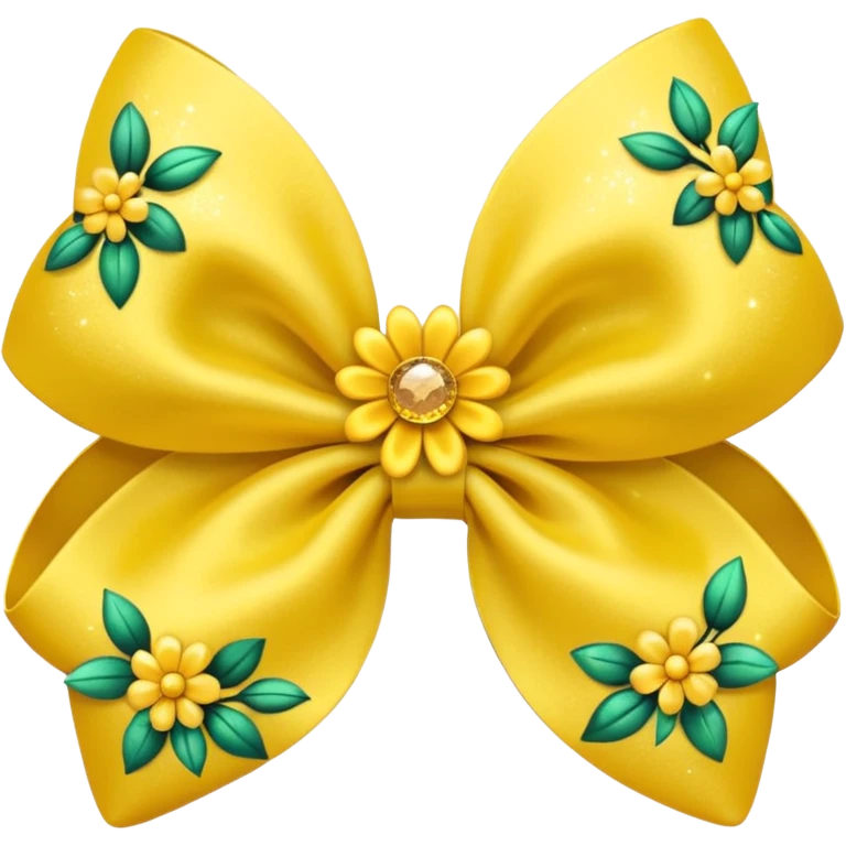 yellow flower bow with glitter emoji
