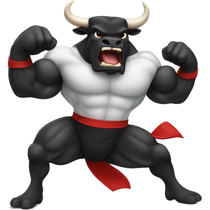 Black Muscular Fighting Bull emoji