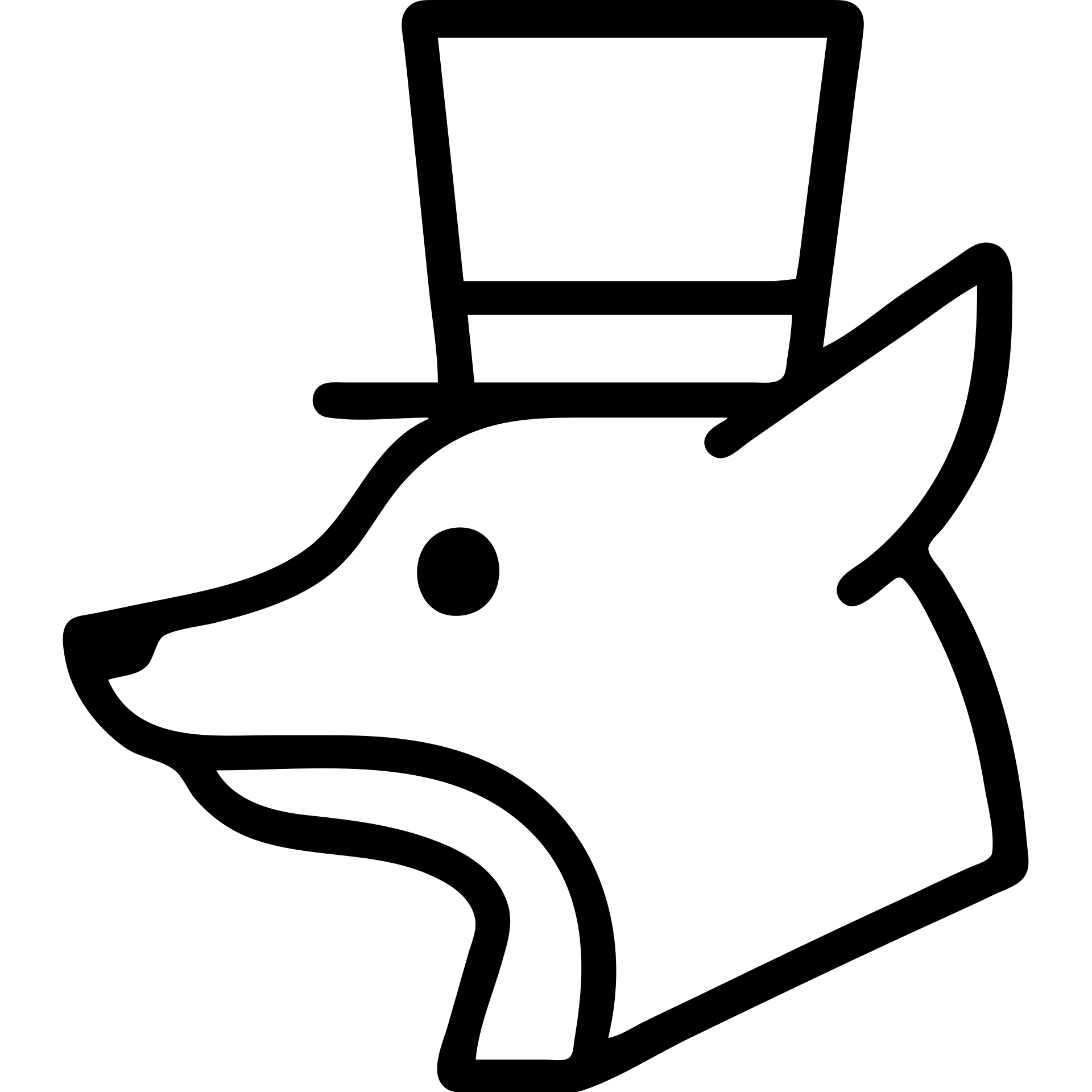 minimalist icon of a fox head in a white top hat, looking to the left, simple lines, stylized, profile view emoji