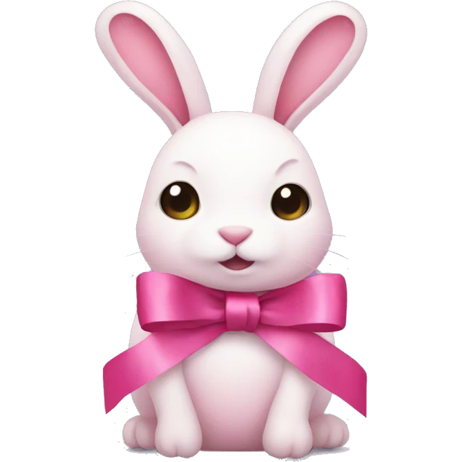 Pink rabbit and ribbon emoji