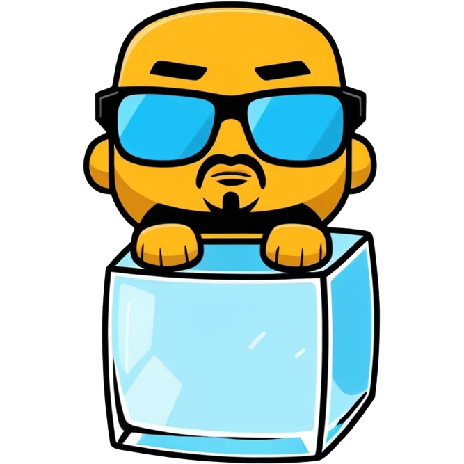 Ice cube with sunglasses  emoji