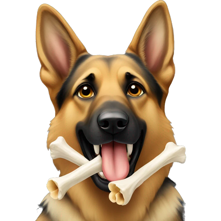 German shepherd chewing a bone  emoji