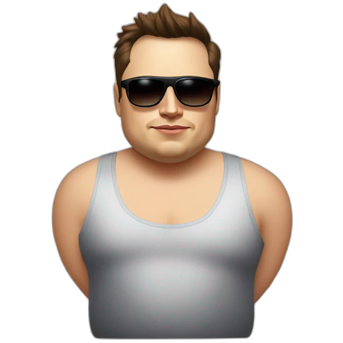 fat elon musk wearing a tank top and small sunglasses emoji