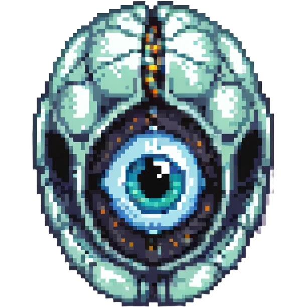 cranial, eye, MRI, SCAN, egg, embryonic, inside of glass egg, dark creature, eerie, otherworldly, crystal embryo, tiny embryo. fetoid shape emoji