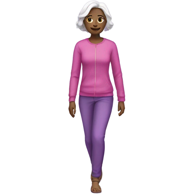 White skinned  Woman walking pink and purple clothes emoji