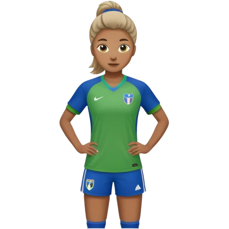 womansoccer player blue green jersey emoji