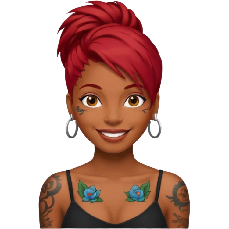 black woman with red hair and tattoos emoji
