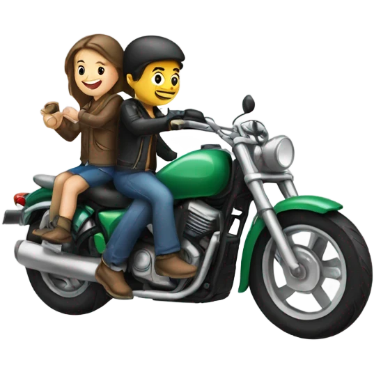 Motorcycle with boy and girl  emoji