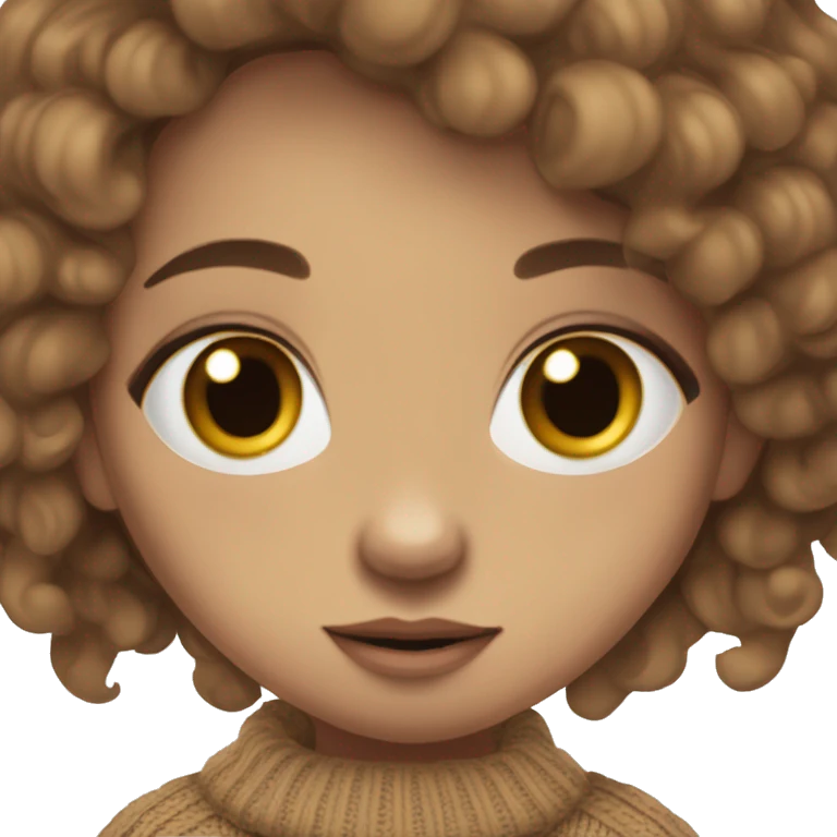 long brown hair gir￼l with septum ring brown eyes in a oversized sweater emoji