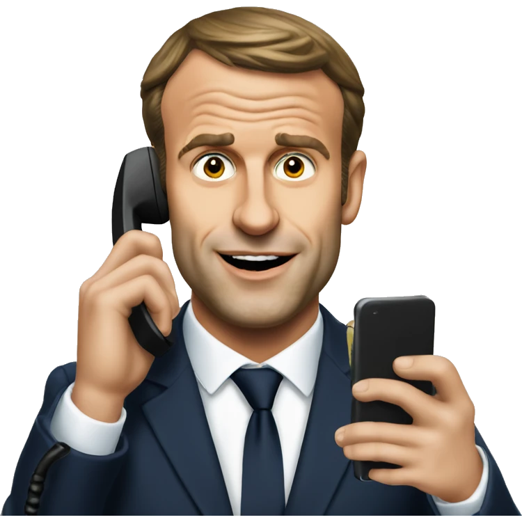 Emmanuel Macron calling with phone emoji