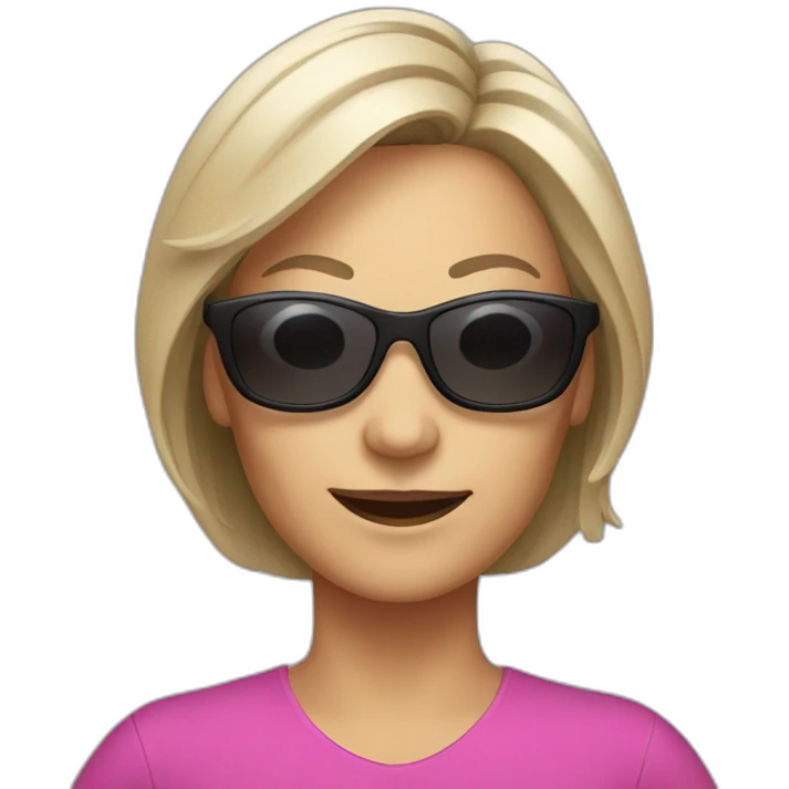 middle-aged woman with sunglasses doing gymnastics emoji