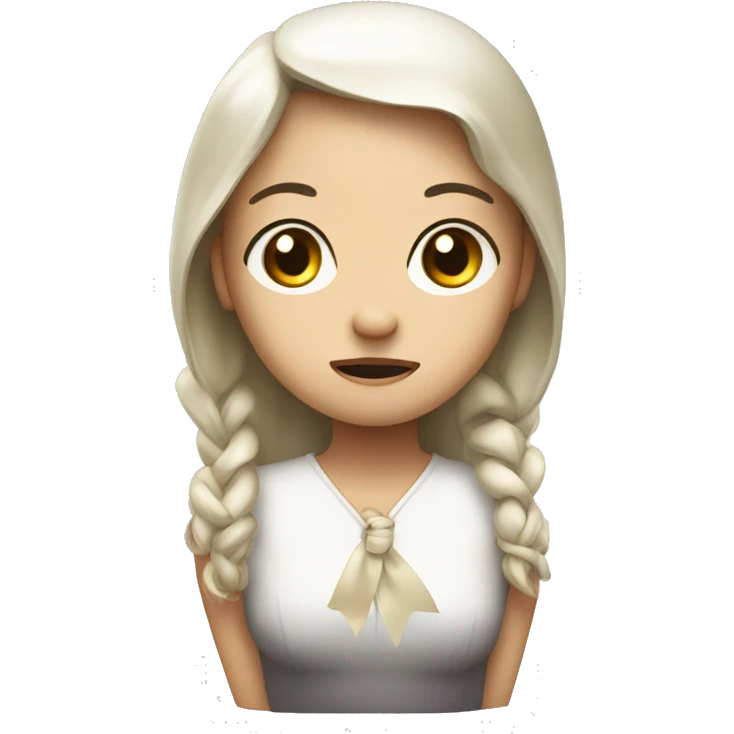 Pleading face girly with a white ribbon on the head emoji