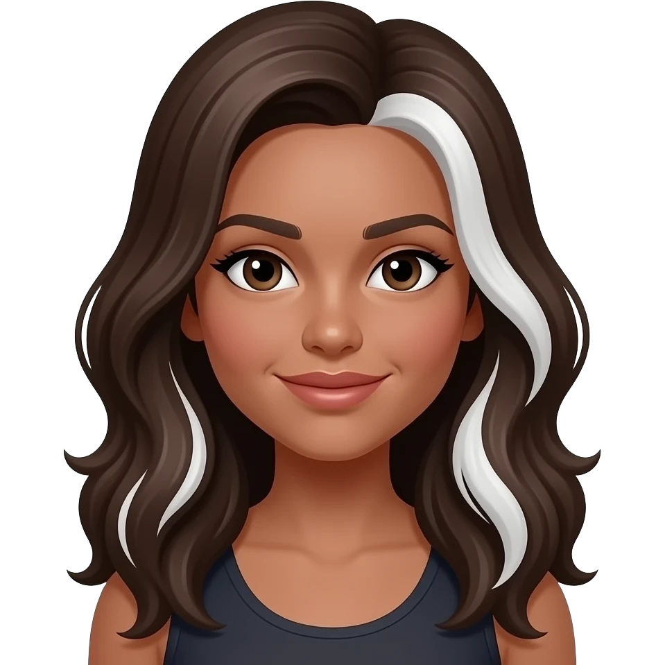 brunette woman with white hair highlights emoji