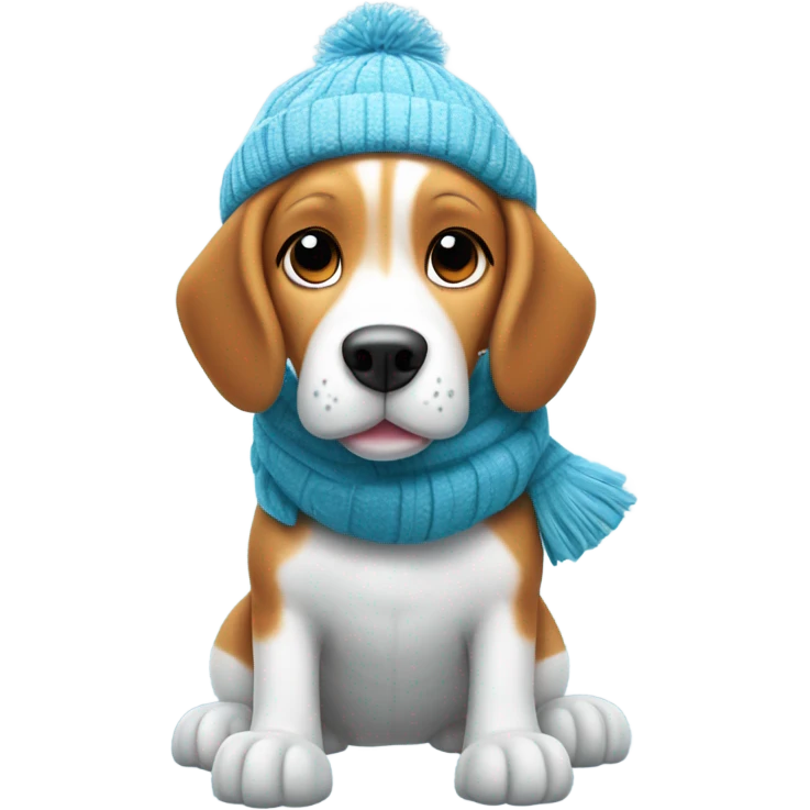 Beagle with winter clothes and snowball fight emoji