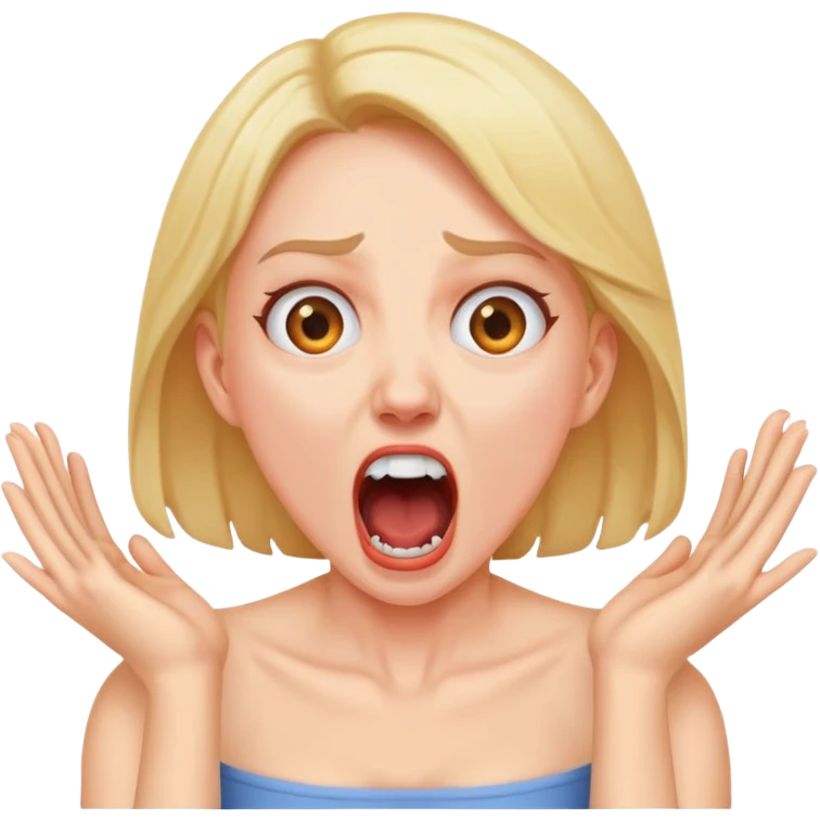 Hands around neck while screaming female emoji