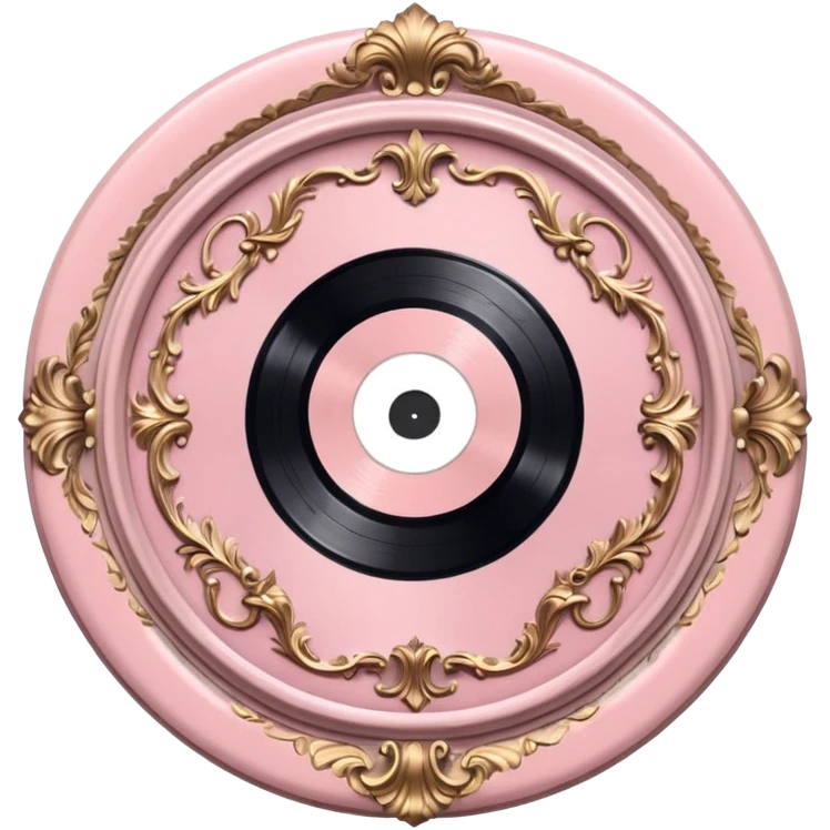 Vintage ornate rococo pale pink vinyl record emoji
