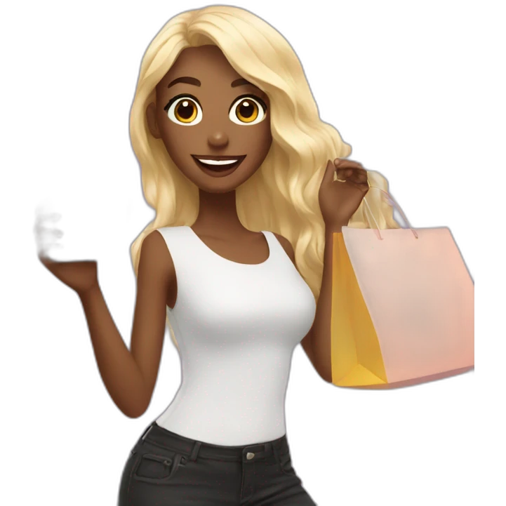 influencer taking selfie with a shopping bag emoji